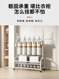 Foldable Garment Rack with Wheels, Freestanding Clothes Hanger for Bedroom, Small Indoor Drying Rack