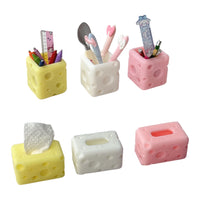 Miniature Cheese Tissue Box Pen Holder 3D Printed Dollhouse Accessory Model
