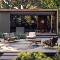 Outdoor Nordic Solid Wood Rattan Sofa Set for Patio Garden Balcony