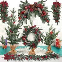 Christmas PE Rattan Wreath and Hanging Tree Decorations for Doors and Shopfronts
