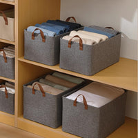 Fabric Wardrobe Storage Box with Lid, Foldable Clothes Organizer for Home Dormitory