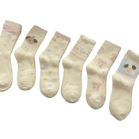 Women's Fleece Lined Fair Isle Cartoon Dog Slipper Socks for Home Wear