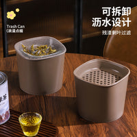 Mini Desktop Trash Can with Lid and Drainer for Tea Leaves