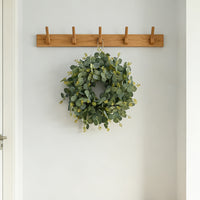 Artificial Eucalyptus Wreath with Daisy Accents for Spring Home Decor, Table Centerpiece, Wedding, or Door Hanging