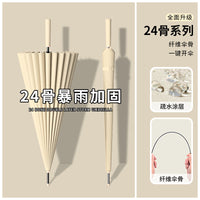 Large 24-Rib Automatic Straight Handle Umbrella for Rain and Sun