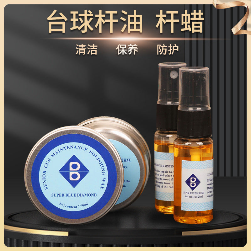 Blue Diamond Billiard Cue Maintenance Oil and Wax Set