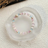 Litchi Jelly Cat's Eye Stone Bracelet New Chinese Style Retro White Fossil Beaded Hand Jewelry