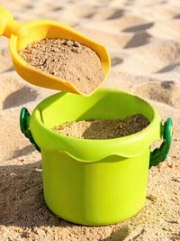 Kids Beach Sand Toy Set with Bucket, Shovel, Rake, and Soft Rubber Bath Play Tools