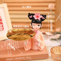 Palace Style Girl Tray Ornament for Entryway & Living Room, Key Storage & Coffee Table Decor, Wedding Gift