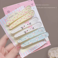 Sweet Hello Rectangular Duckbill Hair Clips for Girls, Cute Decorative Side Hairpins