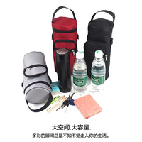 Portable Insulated Water Bottle Carrier Bag with Shoulder Strap for Outdoor Activities
