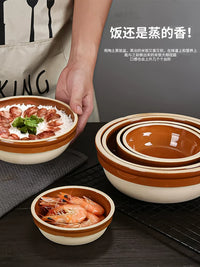 Ceramic Steaming Bowl for Rice and Dishes - Restaurant Grade Clay Pot