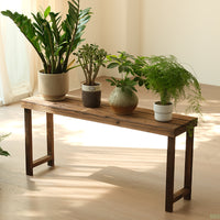 Carbonized Wood Tiered Plant Stand Outdoor Garden Patio Bench