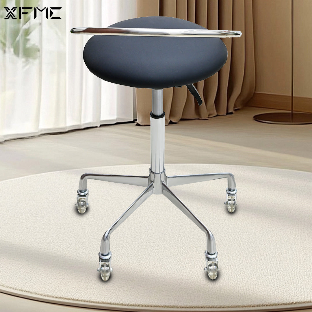 Salon Stylist Stool with Backrest, Swivel, Adjustable Height, and Smooth-Gliding Wheels