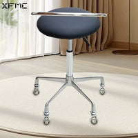 Salon Stylist Stool with Backrest, Swivel, Adjustable Height, and Smooth-Gliding Wheels