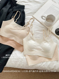 Ice Silk Strapless Bralette for Women, Breathable Lift-Up Tube Top with Thin Straps and Fixed Cups