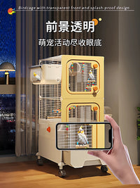 Large Splash-Proof Bird Cage for Parrots, Cockatiels, Budgies, Peonies, and Sun Conures - Luxurious Home Villa Design