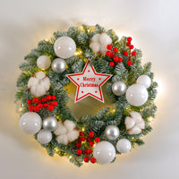 Christmas Frosted White Wreath with LED Lights for Door and Window Decoration