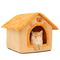 Pet House Bed for Cats and Small Dogs, Winter Warm Removable Washable Enclosed Pet Cave