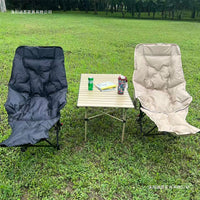 Portable Folding Recliner Chair with Padded Leg Rest for Outdoor Camping Office Lunch Break