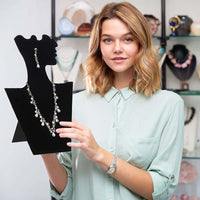 Foldable Velvet Jewelry Display Stand for Necklaces and Earrings, Black