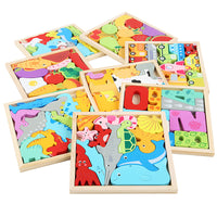 Wooden 3D Dinosaur Car Puzzle Stacking Toy for Kids - Kindergarten Ornament
