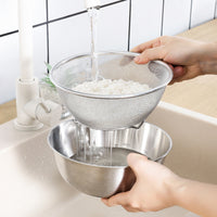 Stainless Steel Vegetable Washing Basin Drain Basket Set for Kitchen Rice Washing and Draining