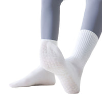 Women's Non-Slip Yoga Pilates Socks - Seamless Cotton Mid-Calf with Shock Absorption