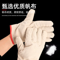 Double-Layer Canvas Work Gloves, Thickened, Fully Lined, Heavy Duty, for Welding and Industrial Protection