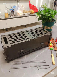 Portable Outdoor Camping Grill and Fire Pit with Detachable Design