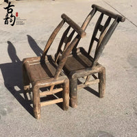 Vintage Wooden Backrest Chair Rustic Farmhouse Decor Prop