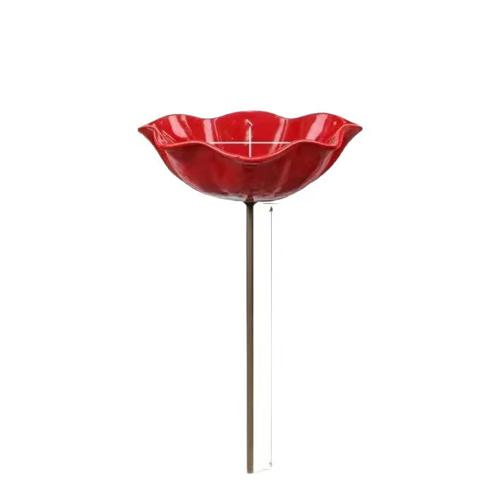 Red Petal Bird Bath & Feeder for Garden