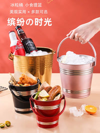 Thickened Stainless Steel Ice Bucket with Handle for Champagne, Wine, and Beer