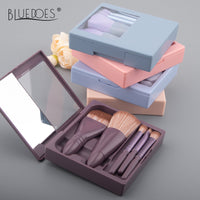 Portable Makeup Brush Set with Mirror Travel Case, Soft Bristle Powder & Eyeshadow Brushes