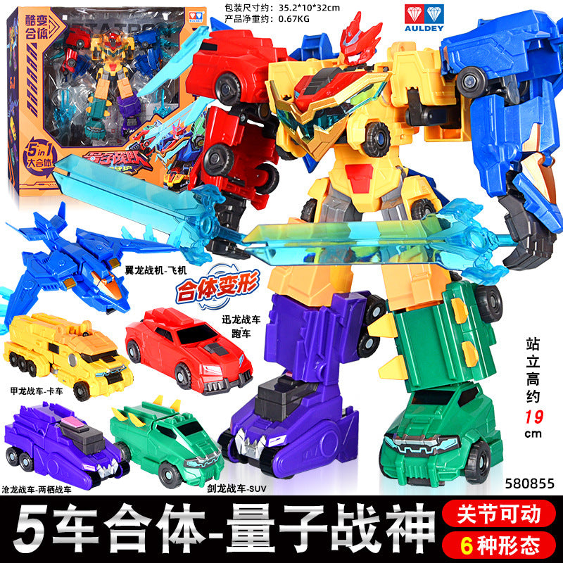 Quantum Squad Dinosaur Armor Heroes Transforming Robot Action Figure Toy Set for Boys