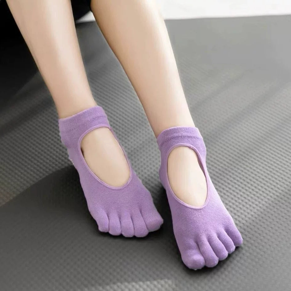 Women's Cotton Non-Slip Toeless Yoga Pilates Socks with Arch Support for Fitness Dance