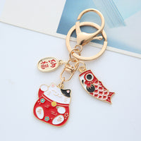 Japanese Cartoon Lucky Cat Koi Fish Keychain for Bags and Car Keys