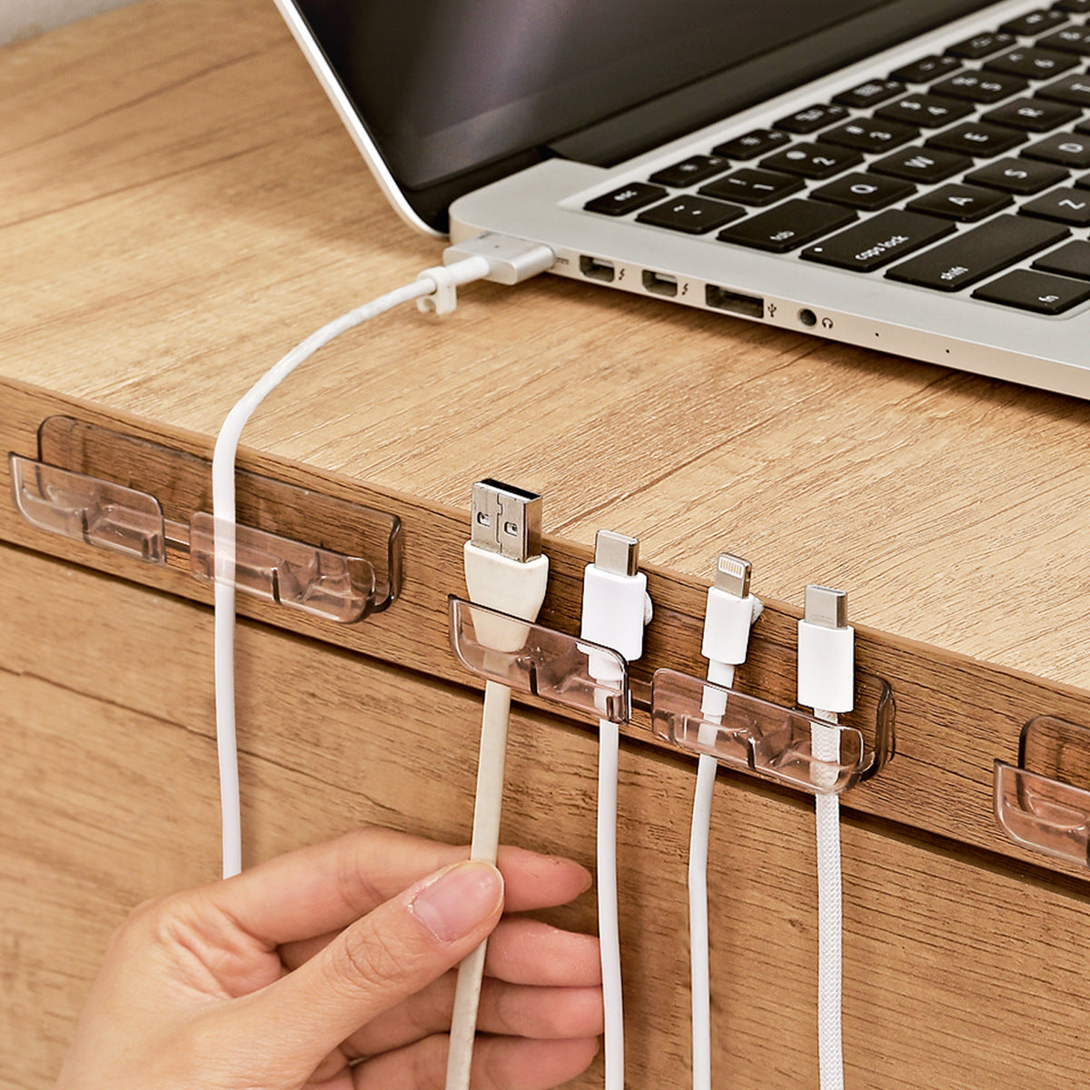 3-Pack Self-Adhesive Desktop Cable Organizer Clips for Data Cables and Wires