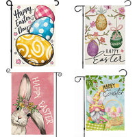 New Easter Garden Flag Bunny Egg Yard Decoration Linen Material 30x45cm