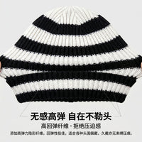 Winter Striped Fleece Lined Knit Balaclava Hat for Cycling and Warmth