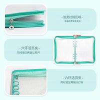 A5/A6 Glitter Zipper Transparent Loose-Leaf Notebook with 6-Hole Card Holder for Journaling & Collecting
