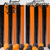 2026 Halloween Banner & Fringe Curtain Party Decoration Set with Felt Bat Garland
