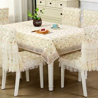 Elegant Lace Tablecloth and Chair Cover Set for Dining Tables