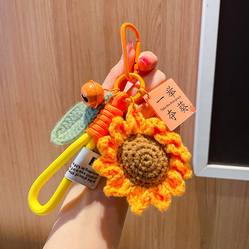Sunflower Knitted Keychain Pendant for Graduation & Exam Motivation