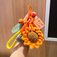Sunflower Knitted Keychain Pendant for Graduation & Exam Motivation