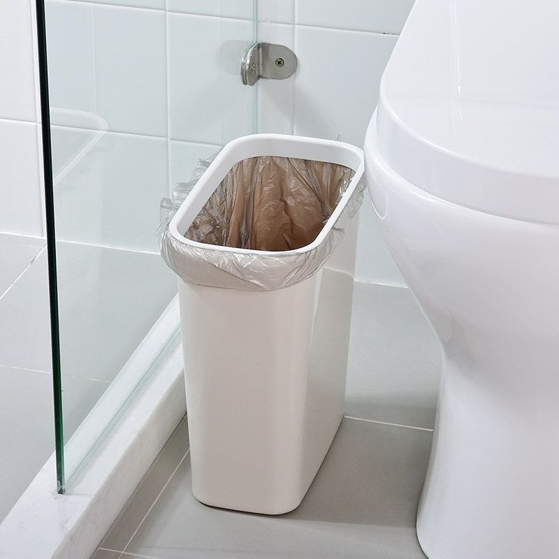 Slim Rectangular Press-Top Trash Can for Kitchen and Bathroom