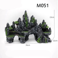 Aquarium Mountain Ornament Resin Fish Tank Decoration with Hiding Cave