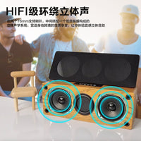 S3 Retro Wooden Bluetooth Speaker with FM Radio, Portable Wireless Home Desktop Audio