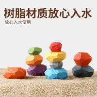 Aquarium Decorative Colorful Stacked Stone Hideaway Ornament for Fish Tank Landscaping
