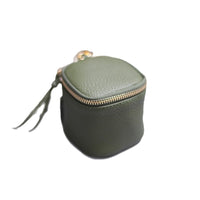 Vintage Leather Cosmetic Bag Lipstick Coin Purse Portable Travel Storage Bucket Mini Round Wallet